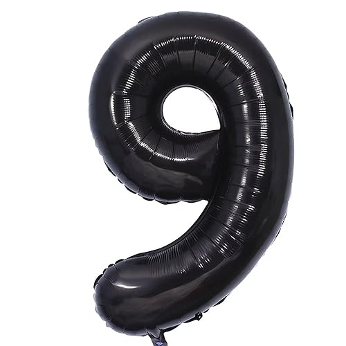 Vthoviwa 40 Zoll/18 Farbens Luftballon Zahlen 9 Schwarz, Luftballon 9. Geburtstag Foil Ballon, 0123456789,10-19,20-25,30,40,50,60,70,80,90, Folienballon 9 Party Dekoration Helium Unterstützen von Vthoviwa