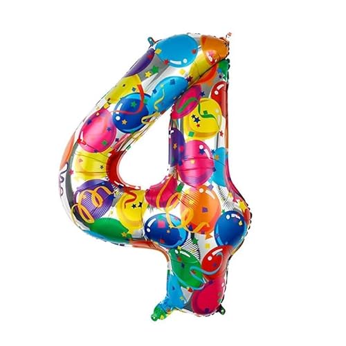 Vthoviwa 40 Zoll Luftballon 4. Geburtstag Foil Ballon, 0123456789,10-19,20-25,30,40,50,60,70,80,90, Folienballon 4 Party Decoration Luftballon Zahlen 4 Helium Unterstützen von Vthoviwa