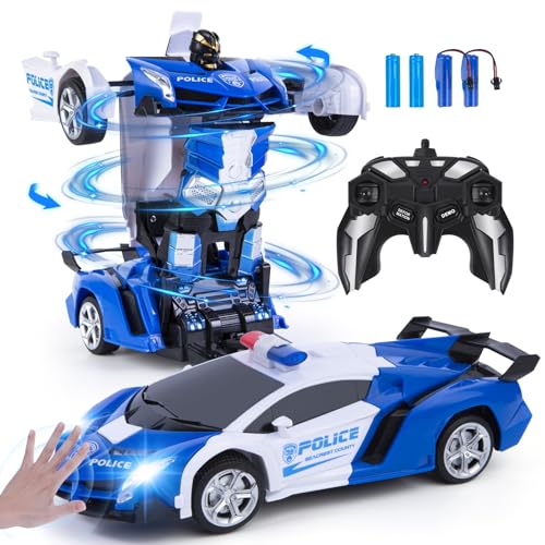 Vubkkty Auto Roboter Spielzeug für Kinder, 2.4GHz Fernbedienung Zwei-in-Eins Transformator RC Auto, 1:18 Scale Transforming Spielzeuggeschenk für Kinder ab 6 7 8 9 10 Jahre von Vubkkty