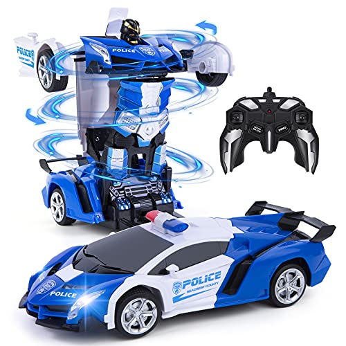 Vubkkty Roboter Spielzeug für Kinder, 2.4GHz Fernbedienung Zwei-in-Eins Transformator RC Auto, 1:18 Scale Transforming Spielzeuggeschenk für Kinder ab 6 7 8 9 10 Jahre von Vubkkty