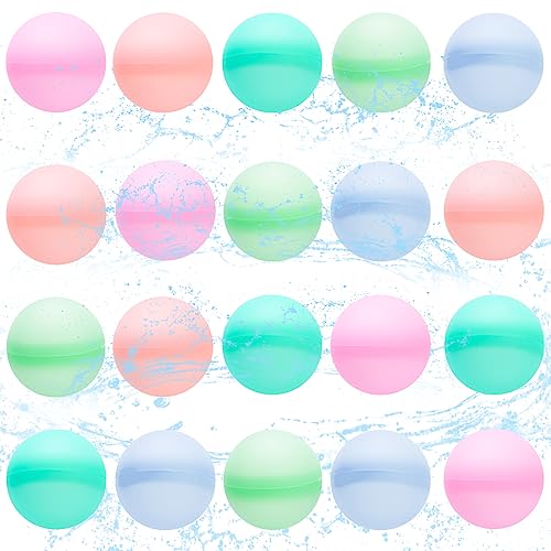 Wasserbomben Wiederverwendbar, 20Pcs nachfüllbare Wasserballons für Kinder und Erwachsene, neue wiederverwendbare Wasserballons aus Silikon, Sommer-Pool-Wasserspielzeug, Wasserbälle ohne Magnet von Vubkkty