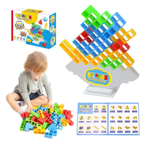 Vueinrg 48 Stück Tetra Tower Spiel Tetris Stapelspiel Schaukelstapel Balance Spielzeug Tower Game Tetratower Team Tower-Spiel für Kinder und Erwachsene von Vueinrg