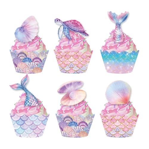 48 Stück Mermaid Cake Toppers, Kinder Frauen Geburtstag Deko Birthday Party Kuchen Dekoration, Ocean Theme Meerjungfrau Thema Party Dekoration Geburtstag Deko für Cupcake Toppers 48 Stück Mermaid Cake Toppers, Kinder Frauen Geburtstag Deko Birthday Party Kuchen Dekoration, Ocean Theme Meerjungfrau Thema Party Dekoration Geburtstag Deko für Cupcake Toppers von Vuemhjaey