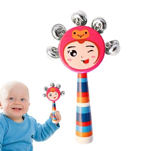 Jingle Handglocken für Kinder, Spiel-Handglocken für Kinder, Cartoon-Lächeln, Jingle Handglocken, Holz, leichtes Jingle Bells Instrument (zufällige Farbe) von Vuggdt