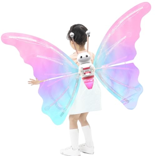 Vuggdt Leuchtende Schmetterlingsflügel - Schmetterling verkleiden Feenflügel für kleine Mädchen mit LED-Licht - Kinderfeenkostüme Dress Up Feenflügel hautfreundlich für Fasching von Vuggdt