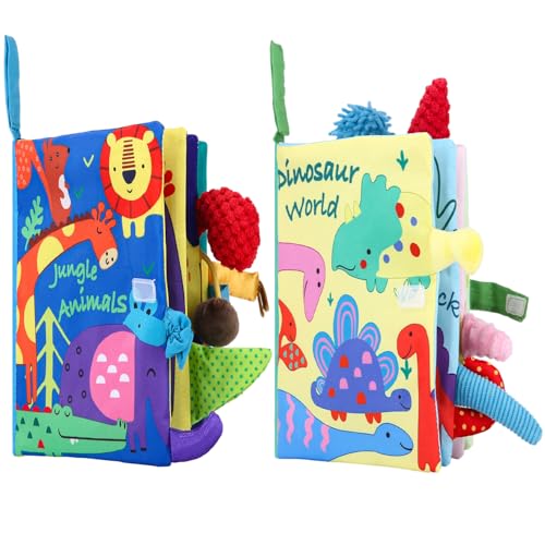 Vuxava Babybuch Baby Stoffbuch – 2er Set Montessori Quiet Book mit Fühlbuch & Knisterbuch ab 0 3 6 Monate, Sensorik Spielzeug Baby ab 6 Monate, Stoffbuch Dinosaurier & Tiere für Jungen & Mädchen Vuxava Babybuch Baby Stoffbuch – 2er Set Montessori Quiet Book mit Fühlbuch & Knisterbuch ab 0 3 6 Monate, Sensorik Spielzeug Baby ab 6 Monate, Stoffbuch Dinosaurier & Tiere für Jungen & Mädchen von Vuxava