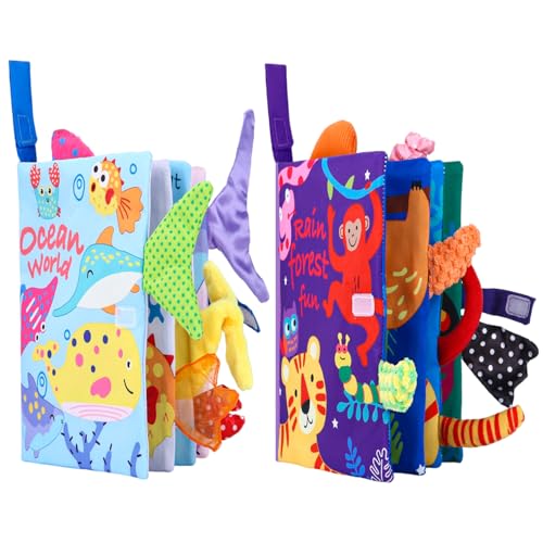 Vuxava Montessori Stoffbuch Set, Fühlbuch & Knisterbuch für Babys ab 18 Monaten, Sensorik Spielzeug mit Meerestiere Motiv, 23 x 18 cm Vuxava Montessori Stoffbuch Set, Fühlbuch & Knisterbuch für Babys ab 18 Monaten, Sensorik Spielzeug mit Meerestiere Motiv, 23 x 18 cm von Vuxava