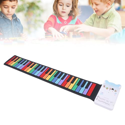 49-Tasten-Roll-Up-Keyboard-Klavier, Buntes Roll-Up-Piano, Tragbares Elektronisches USB-Keyboard aus Silikon, Faltbares Klavier für Anfänger, Eingebaute Lautsprecher Zum Training von Vvikizy