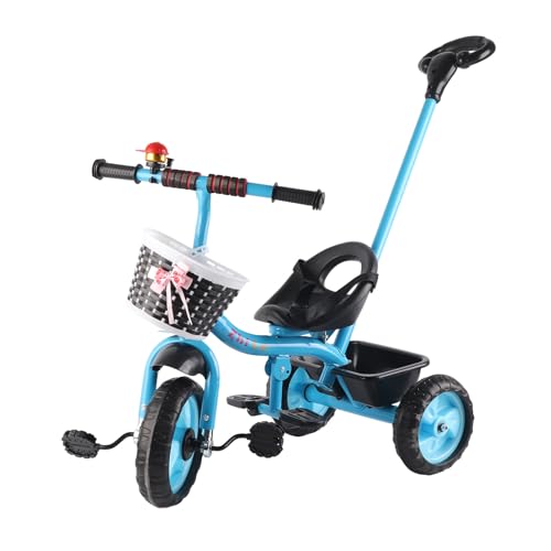 Kinder-Dreirad, Balance-Trike, Klappbare Pedale, Verstellbarer Schiebegriff, Richtungskontrolle, Kleinkind-Fahrrad (Blau) von Vvikizy