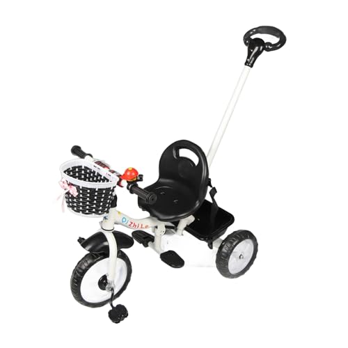 Kinder-Dreirad, Balance-Trike, Klappbare Pedale, Verstellbarer Schiebegriff, Richtungskontrolle, Kleinkind-Fahrrad (Schwarz-Weiss) von Vvikizy