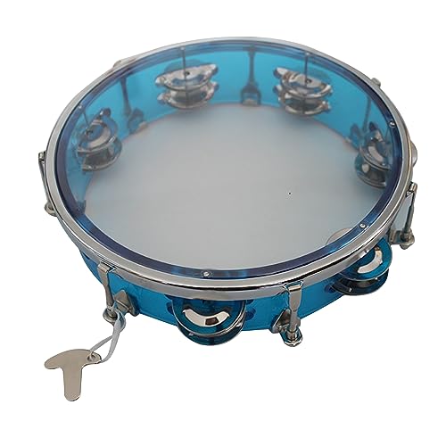 Percussion-Handtrommel, Tamburin mit Zweireihigem Jingle, Leichtes Metall-Handtrommel-Percussion-Handtrommelglocken-Musikinstrument für Früherziehung, Aufführung (10 Zoll Blau) von Vvikizy