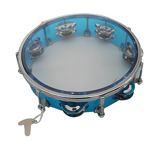 Percussion-Handtrommel, Tamburin mit Zweireihigem Jingle, Leichtes Metall-Handtrommel-Percussion-Handtrommelglocken-Musikinstrument für Früherziehung, Aufführung (8 Zoll Blau) von Vvikizy