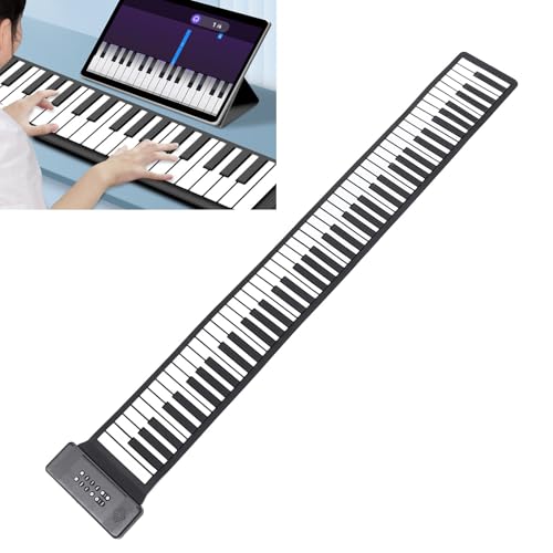 Vvikizy Roll-Up-Klavier, 88-Tasten-Roll-Up-Keyboard, Tragbares Elektronisches Keyboard, Faltbares Silikon-Klavier für Anfänger, Eingebaute Lautsprecher Zum Training und Üben von Vvikizy