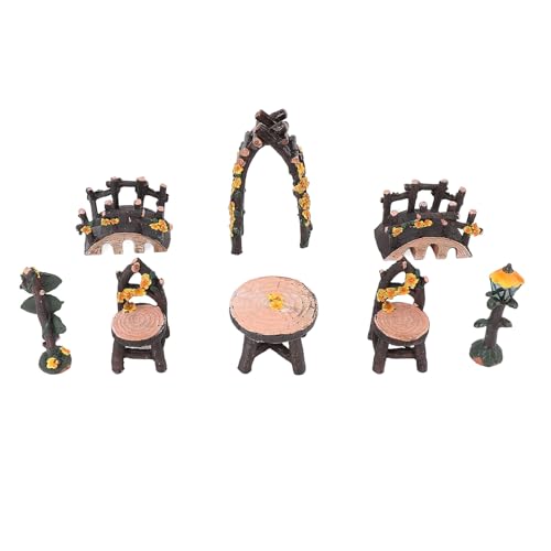 Vvikizy 8pcs Fairy Garden Accessoires Set Miniaturtisch und Stühle Set Gartenmöbel Ornamente für Home Micro Landscape Dekoration von Vvikizy