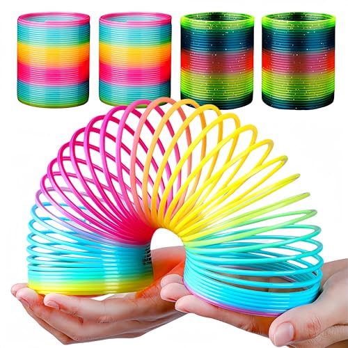 Vyloky Magische Regenbogenringe, Federringe, Lernspielzeug, Hüpfende Ringe, Spiralspielzeug, Treppenhüpfspielzeug, Stressabbau-Handspielzeug, 2er-Pack (Normal*2) von Vyloky