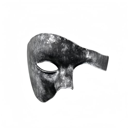 Vyloky Venezianische Karneval Maske Retro Design – Mystische Halbmaske für Herren, 6 Farben (Schwarz/Gold/Silber) – Maskenball & Halloween (Schwarz Silber) von Vyloky