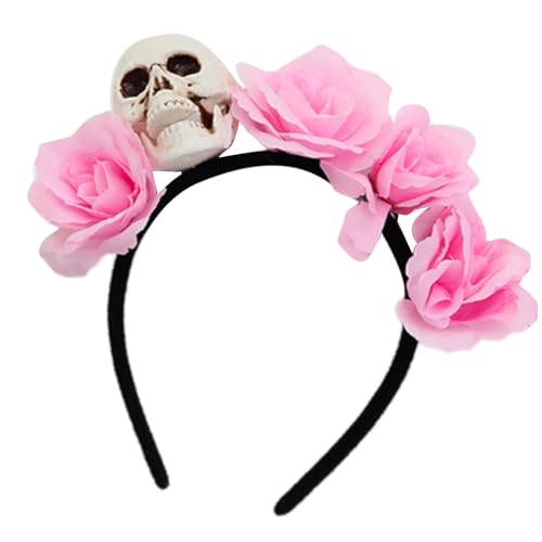 Vynetra Bequemer Totenkopf-Kopfschmuck mit Blumenmuster, Cosplay-Haarband, modisches Haarband für Halloween, Kostümzubehör, Halloween, Make-up, Party, Haar-Accessoire Vynetra Bequemer Totenkopf-Kopfschmuck mit Blumenmuster, Cosplay-Haarband, modisches Haarband für Halloween, Kostümzubehör, Halloween, Make-up, Party, Haar-Accessoire von Vynetra