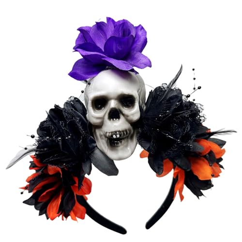 Vynetra Punk Flower Skull Headwear Dark Series Fashion Head Accessory Hairband For Halloween Event And Stage Show Dressingup Halloween Skull Hair Accessory Vynetra Punk Flower Skull Headwear Dark Series Fashion Head Accessory Hairband For Halloween Event And Stage Show Dressingup Halloween Skull Hair Accessory von Vynetra