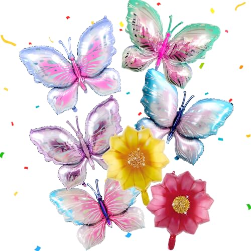 7 Stück Schmetterling Deko Geburtstag Schmetterling Luftballon Schmetterlinge Deko Geburtstag MäDchen Schmetterling Ballon Folienballon Geburtstag Luftballons Geburtstag Mädchen Blumen Ballo von W Rxkiocs