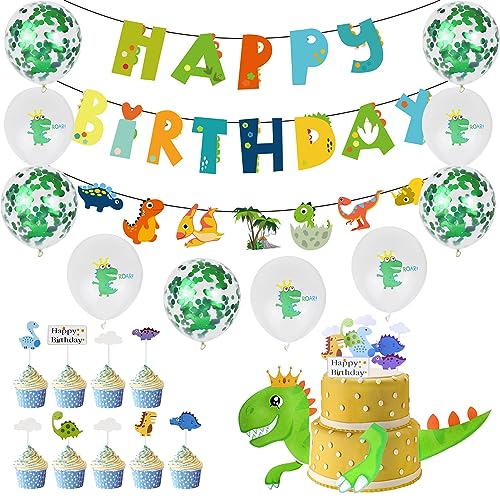 D-041 21 Stück Dino Geburtstag Deko Geburtstagsdeko Jungen Dino Tortendeko Dino Geburtstag Dinosaurier Thema Geburtstag Party Dekoration Set für die Dekoration Kindergeburtstag Party Dinosaurier Party von W Rxkiocs