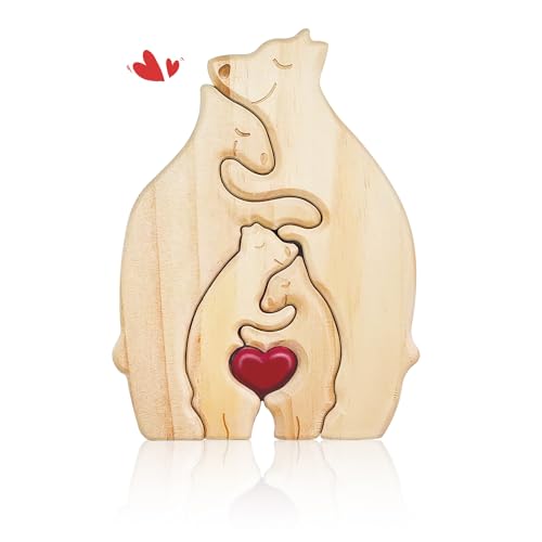 Puzzle Personalisiert Familien Geschenk Family Bären-Ornament-Puzzle Familienornamente Kreative Holzarbeiten für Schlafzimmer Wohnzimmer Dekoration (Vierköpfige Familie) von W Rxkiocs