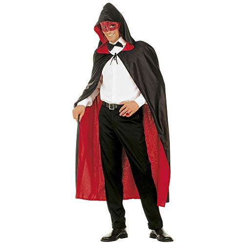 W WIDMANN MILANO Party Fashion, Wendecape in Schwarz und Rot, Einheitsgröße, 140 cm, aus weichem Fell, ideal für Halloween und Karnevals, erhältlich in verschiedenen Farben und Größen von WIDMANN