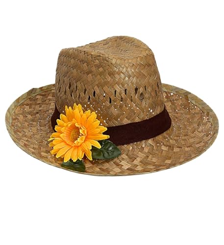 W WIDMANN MILANO Party Fashion 14232 - Farmerhut mit Sonnenblume, Strohhut, Kopfschmuck, Accessoire, Mottoparty, Karneval von W WIDMANN MILANO Party Fashion