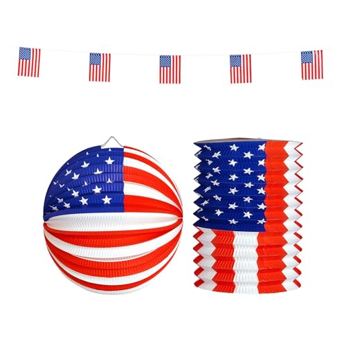 Widmann 23432 - Dekorations-Set USA, Wimpelkette, Lampion und Laterne, flammenhemmend, Dekoration, Mottoparty Widmann 23432 - Dekorations-Set USA, Wimpelkette, Lampion und Laterne, flammenhemmend, Dekoration, Mottoparty von WIDMANN MILANO PARTY FASHION