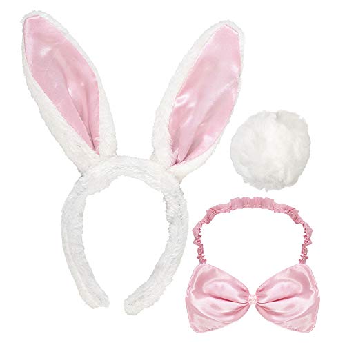 W WIDMANN MILANO Party Fashion 5466B - 3-teiliges Hasen Set, Haarreifen mit Ohren, eine Fliege, Schwanz, Bunny Set, Verkleidungsset, Häschen Set, Karneval, Motto Party, Junggesellinnenabschied von W WIDMANN MILANO Party Fashion