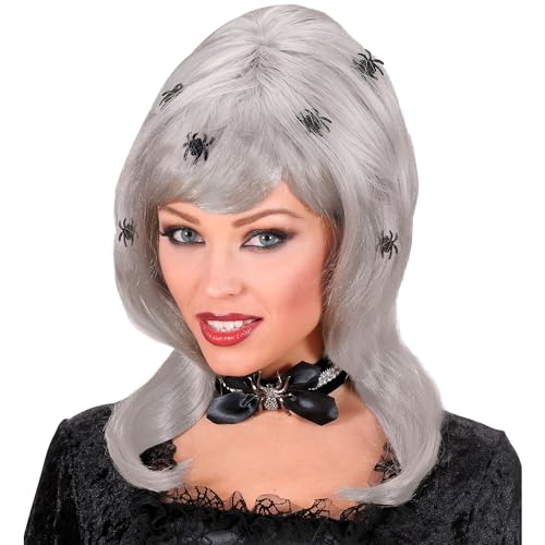 W WIDMANN MILANO Party Fashion 5946R - Perücke Spiderlady, grau mit Spinnen, Vampir, Halloween, Karneval, Mottoparty von W WIDMANN MILANO Party Fashion