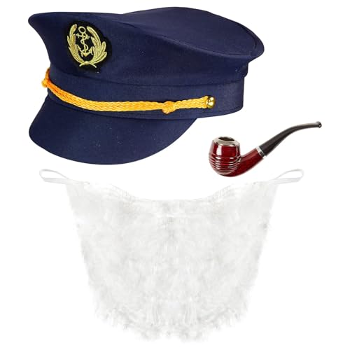 Widmann 68544 - Verkleidungsset Kapitän, Mütze, Bart und Pfeife, Navy Captain, Karneval, Mottoparty Widmann 68544 - Verkleidungsset Kapitän, Mütze, Bart und Pfeife, Navy Captain, Karneval, Mottoparty von WIDMANN MILANO PARTY FASHION