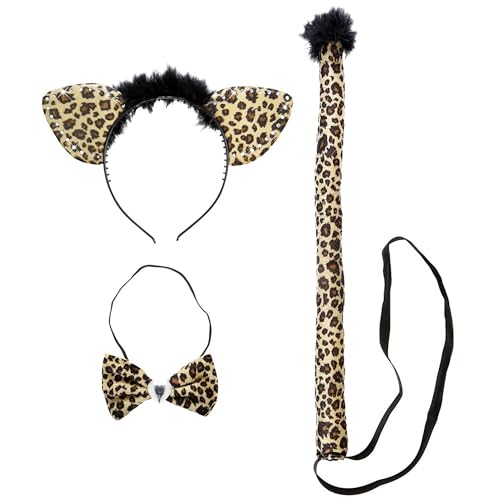 W WIDMANN MILANO Party Fashion 8736N - Kostümset Leopard, 3-teilig mit Strass, Ohren, Fliege und Schwanz, Karneval, Mottoparty von W WIDMANN MILANO Party Fashion