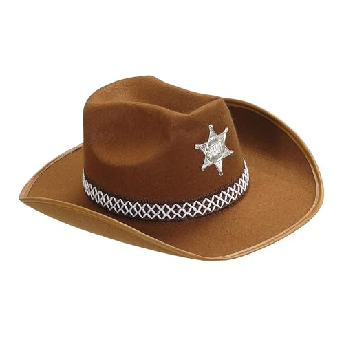 W WIDMANN MILANO Party Fashion - Cowboyhut mit Hutband und Stern, Rodeo, Ranger, Sheriff, Accessoire für Faschingskostüme von W WIDMANN MILANO Party Fashion