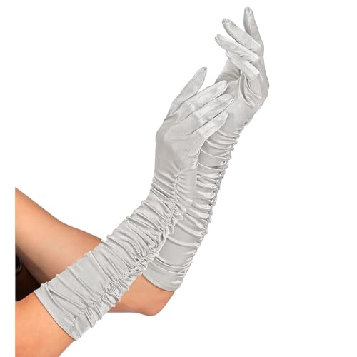 W WIDMANN MILANO Party Fashion - Geraffte Satin Handschuhe, 1 Paar, Länge 44 cm, Accessoire 20er Jahre von W WIDMANN MILANO Party Fashion