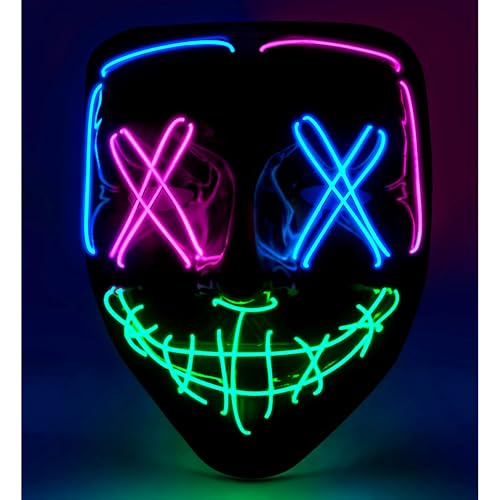 W WIDMANN MILANO Party Fashion - Gruselige LED Maske, leuchtendes Gesicht, Psychopath, Dämon, Halloween von W WIDMANN MILANO Party Fashion