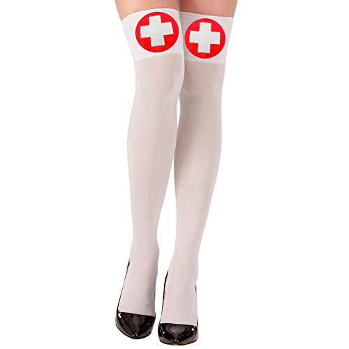 W WIDMANN MILANO Party Fashion - Halterlose Strümpfe für Krankenschwester, 70 DEN, Overknee Strümpfe, Kniestrümpfe, Mottoparty, Karneval von W WIDMANN MILANO Party Fashion