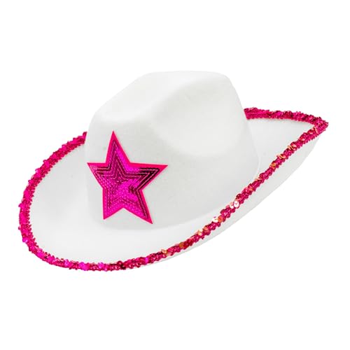 W WIDMANN MILANO Party Fashion - Hut Cowgirl, weiß mit pinkem Stern, Partyhut für Junggesellinnenabschiede, Festivals, Kostüme W WIDMANN MILANO Party Fashion - Hut Cowgirl, weiß mit pinkem Stern, Partyhut für Junggesellinnenabschiede, Festivals, Kostüme von W WIDMANN MILANO Party Fashion