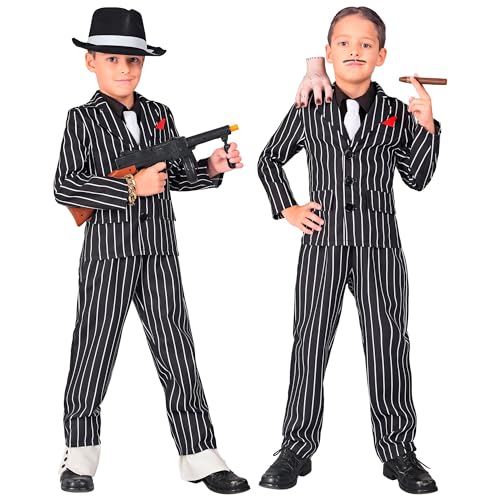 W WIDMANN MILANO Party Fashion 18826 Kinderkostüm Gangster, Nadelstreifen Anzug, Jungen, Schwarz, 128 cm W WIDMANN MILANO Party Fashion 18826 Kinderkostüm Gangster, Nadelstreifen Anzug, Jungen, Schwarz, 128 cm von W WIDMANN MILANO Party Fashion