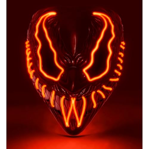 W WIDMANN MILANO Party Fashion - LED Maske Monster, leuchtendes Gesicht, gruselige Grimasse, Dämon, Halloween von W WIDMANN MILANO Party Fashion