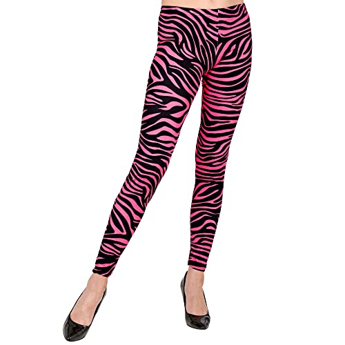 W WIDMANN MILANO Party Fashion - Leggins 80er Jahre, Neon Pink Tigerprint, 80s, Disco Fieber, Bad Taste, Streifenmuster, Mottoparty, Karneval von W WIDMANN MILANO Party Fashion