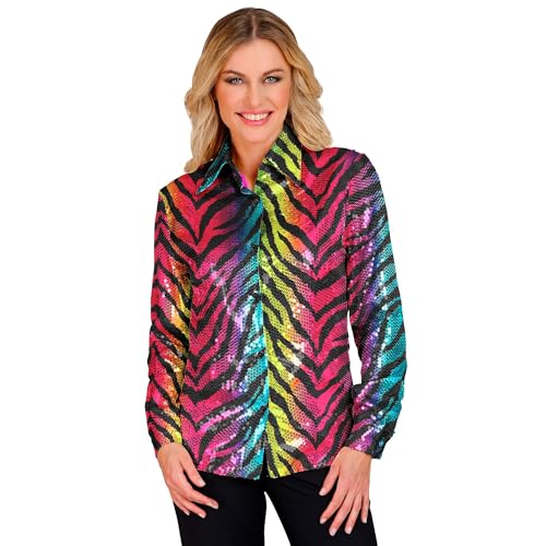 W WIDMANN MILANO Party Fashion - Party Fashion Pailletten Bluse für Damen, Disco Fever, Schlagermove, Damenhemd, Animal Print, Festival, Faschingskostüme W WIDMANN MILANO Party Fashion - Party Fashion Pailletten Bluse für Damen, Disco Fever, Schlagermove, Damenhemd, Animal Print, Festival, Faschingskostüme von W WIDMANN MILANO Party Fashion