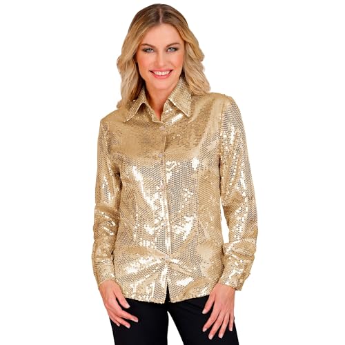 W WIDMANN MILANO Party Fashion - Party Fashion Pailletten Bluse für Damen, Disco Fever, Schlagermove, Damenhemd, Festival, Faschingskostüme von W WIDMANN MILANO Party Fashion