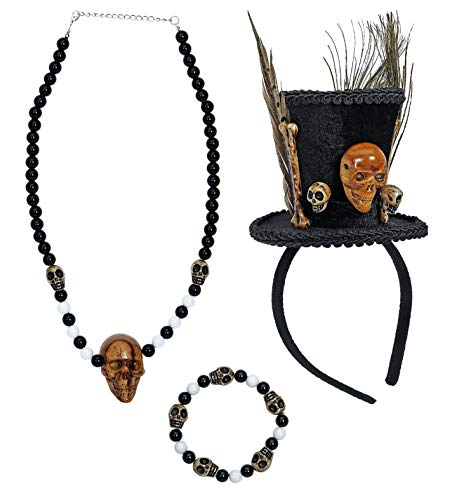W WIDMANN MILANO Party Fashion - Verkleidungsset Voodoo Priesterin, Minizylinder, Perlenkette mit Totenkopf, Totenkopfarmband mit Perlen, Karneval, Mottoparty, Halloween W WIDMANN MILANO Party Fashion - Verkleidungsset Voodoo Priesterin, Minizylinder, Perlenkette mit Totenkopf, Totenkopfarmband mit Perlen, Karneval, Mottoparty, Halloween von W WIDMANN MILANO Party Fashion