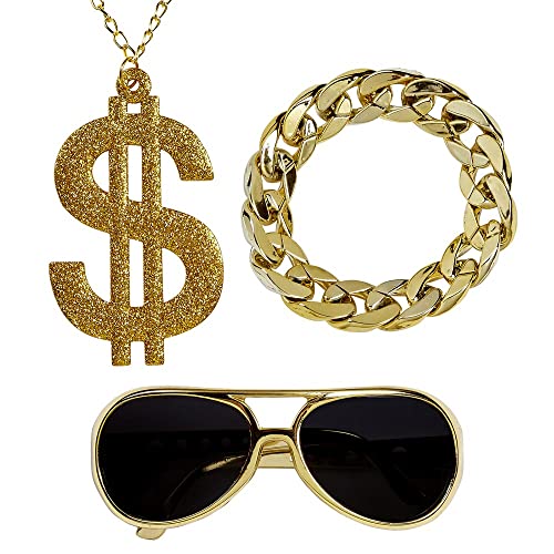 W WIDMANN MILANO Party Fashion - Verkleidungsset Zuhälter, Sonnenbrille, Dollar Kette, Armband, Pimp, Rapper, Karneval, Mottoparty W WIDMANN MILANO Party Fashion - Verkleidungsset Zuhälter, Sonnenbrille, Dollar Kette, Armband, Pimp, Rapper, Karneval, Mottoparty von W WIDMANN MILANO Party Fashion
