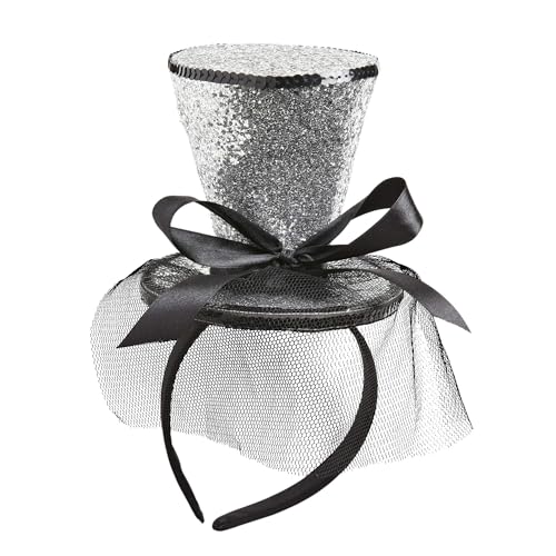 W WIDMANN MILANO Party Fashion - Haarreif Mini Zylinder Glitter, mit Schleife und Schleier, Hut, Accessoire, Karneval von W WIDMANN MILANO Party Fashion