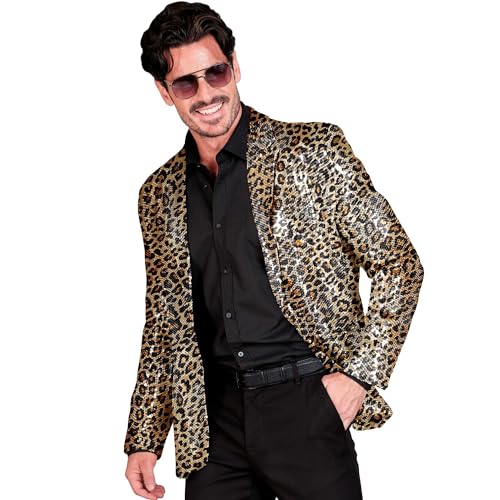 W WIDMANN MILANO Party Fashion - Party Fashion Jackett mit Pailletten für Herren, Disco Fever, Anzugjacke, Schlagermove, Animal Print von W WIDMANN MILANO Party Fashion