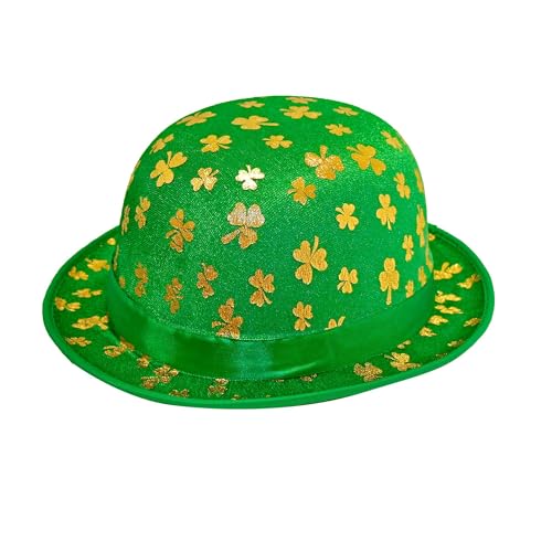 Widmann 00678 - Melone, St. Patrick´s Day, Grün mit goldenen Kleeblättern, Ire, Hut, Kopfschmuck, Accessoire, Mottoparty, Karneval von W WIDMANN MILANO Party Fashion