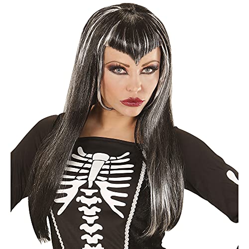 Widmann 00822 - Perücke Skeletria, schwarz, mit weißen Strähnen, Halloween, Karneval, Mottoparty von W WIDMANN MILANO Party Fashion