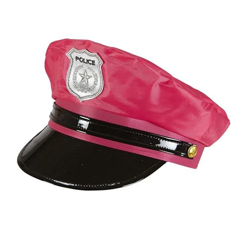 Widmann 01098 - Polizei Mütze, Neon Pink, Cop, Polizist, Hut, Kopfschmuck, Accessoire, Karneval, Mottoparty von W WIDMANN MILANO Party Fashion