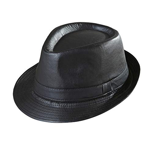 Widmann 0183P - Fedora, Schwarz, aus Kunstleder, Detektiv, Hut, Kopfschmuck, Accessoire, Mottoparty, Karneval von W WIDMANN MILANO Party Fashion